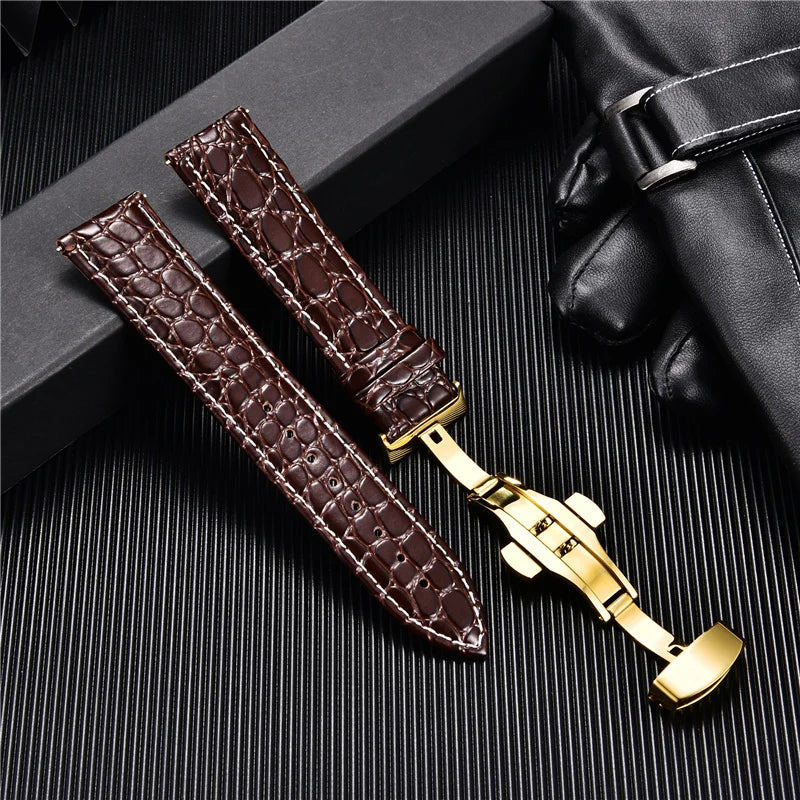 Crocodile Pattern Leather Watch Straps