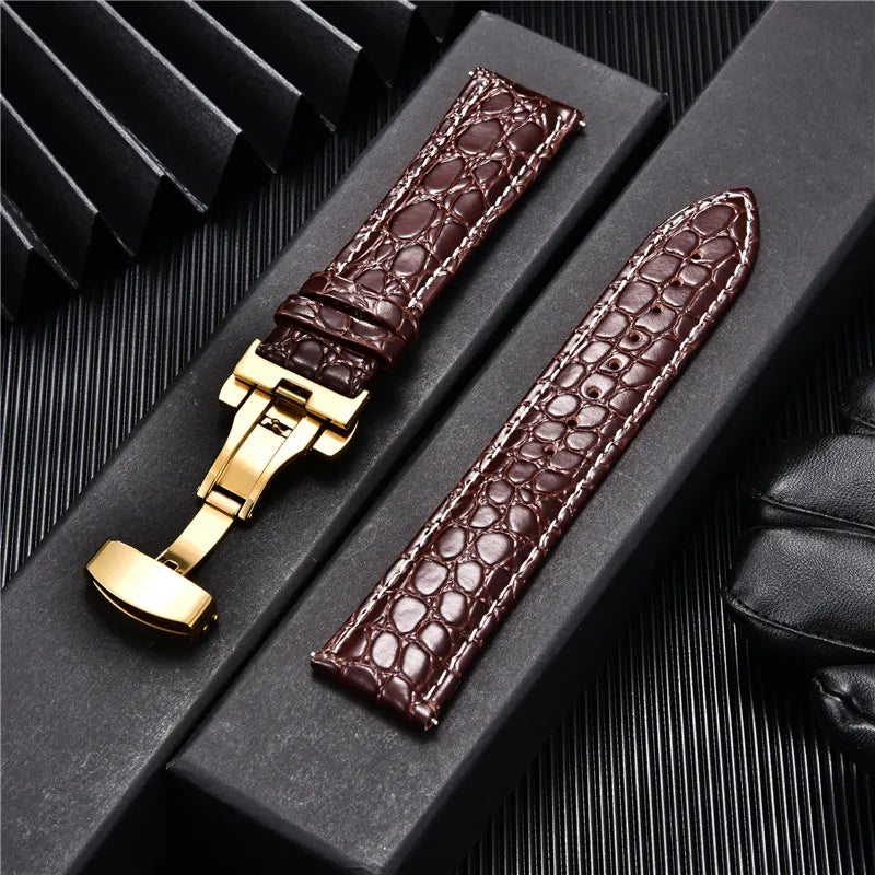 Crocodile Pattern Leather Watch Straps