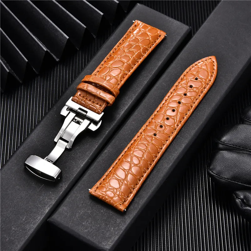 Crocodile Pattern Leather Watch Straps