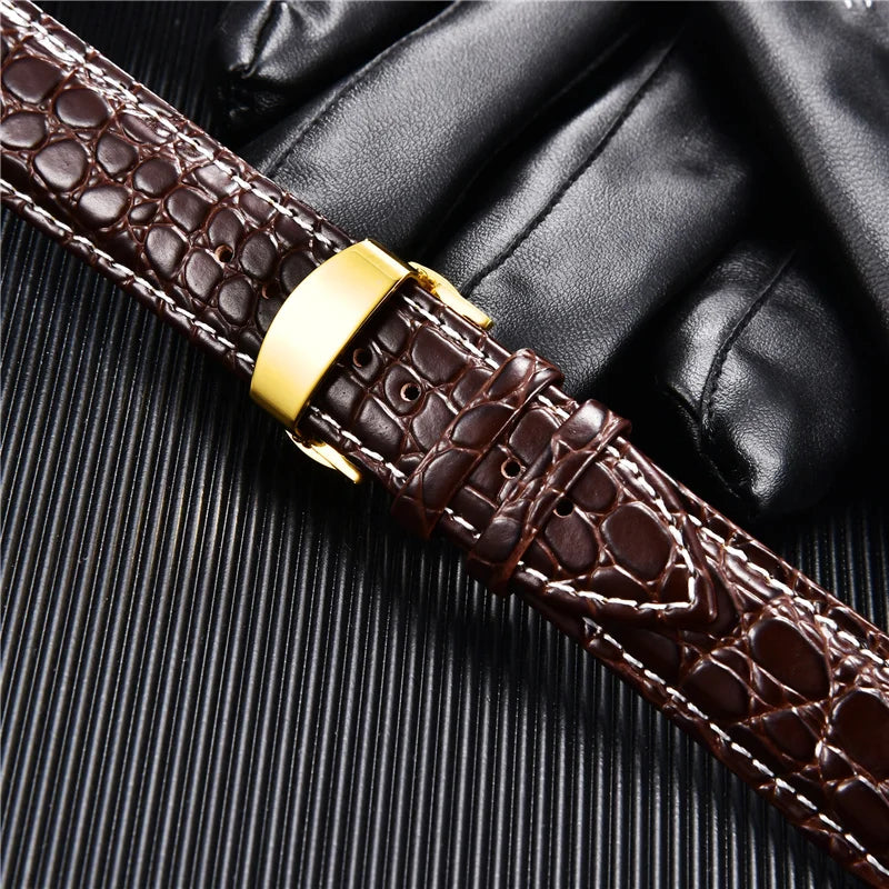 Crocodile Pattern Leather Watch Straps