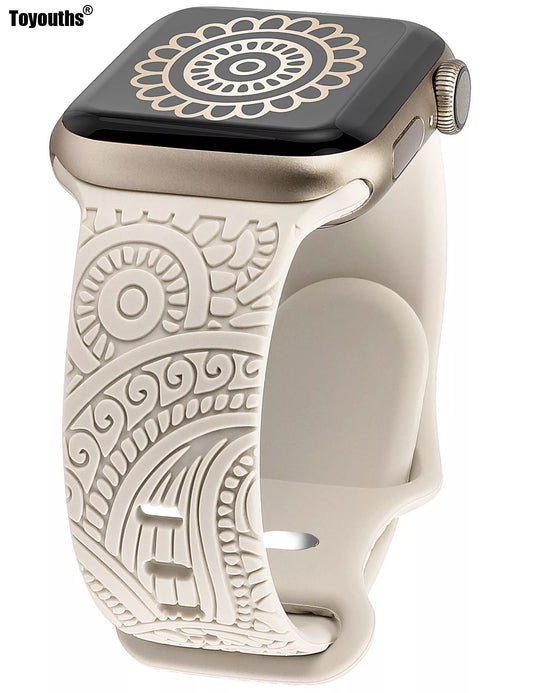 Floral Engraved Apple Watch Bands