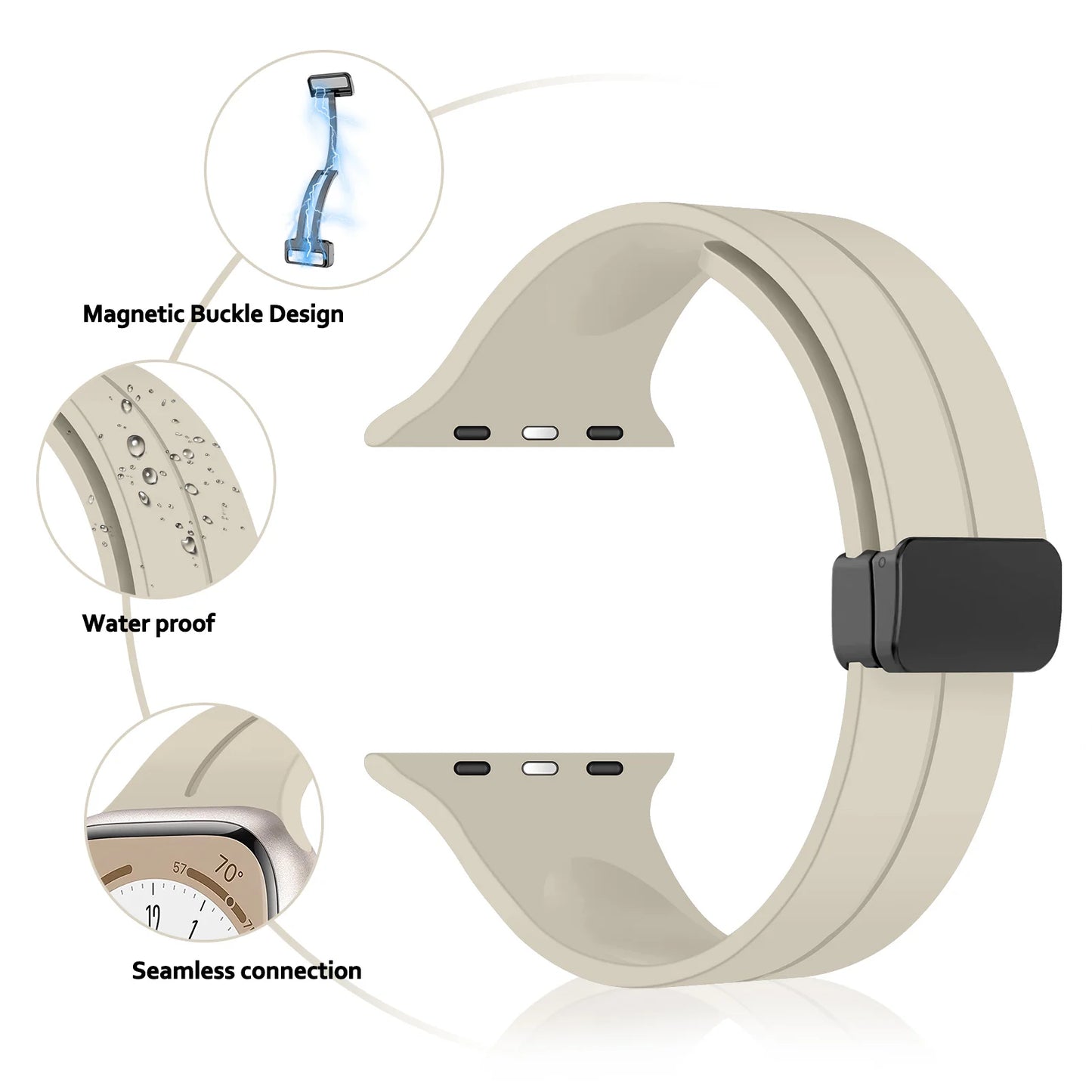 Magnetic Rubber Strap For Apple Watch