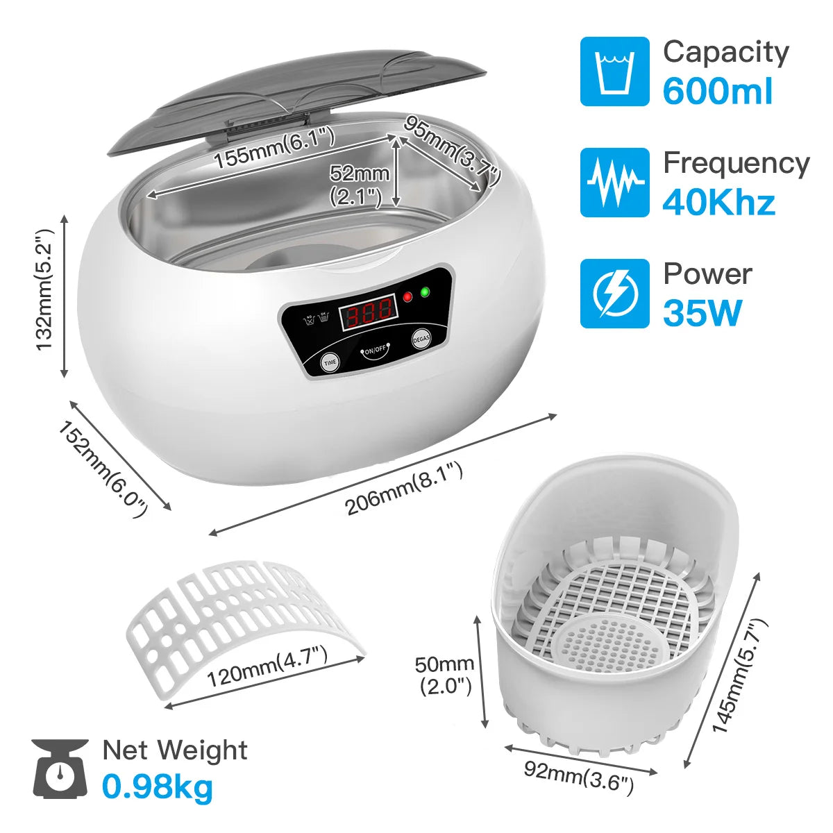 600ml Ultrasonic Cleaner