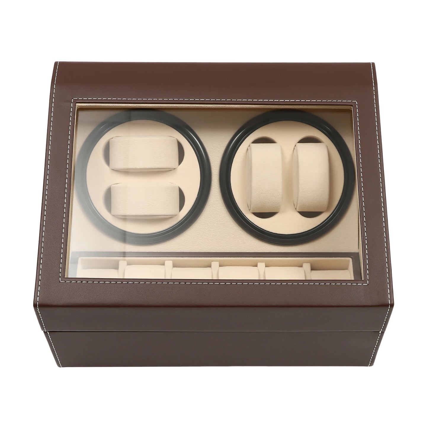 4 Watch Winder Case with 6 Watch Storage Below