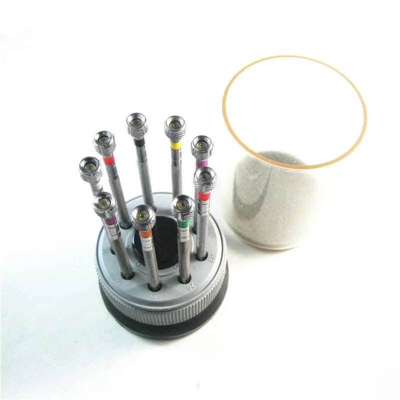 9 Piece Precision Screwdriver Set with Rotating Stand